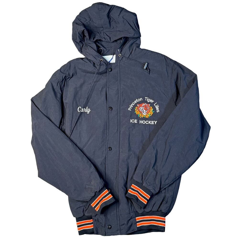 Vintage 90s Rennoc Princeton Tiger Lillies Ice Hockey Hooded Windbreaker Size S